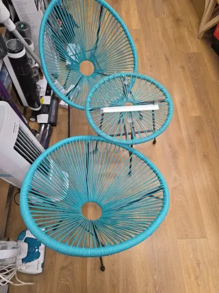 Mesa y 2 sillas Acapulco azul