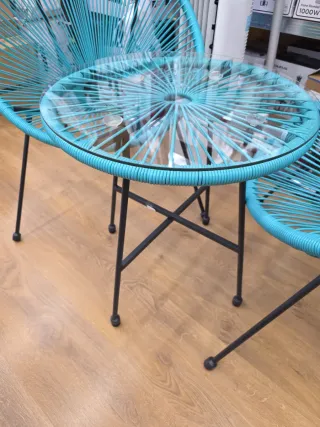 Mesa y 2 sillas Acapulco azul