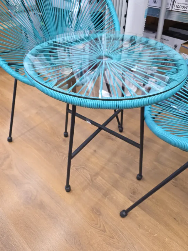 Mesa y 2 sillas Acapulco azul