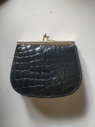 Portamonete nero in coccodrillo vintage