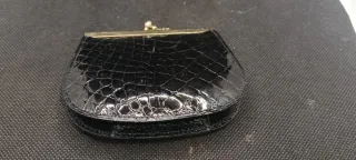 Portamonete nero in coccodrillo vintage