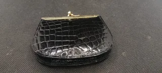 Portamonete nero in coccodrillo vintage