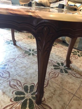 Mesa baja de onix y madera