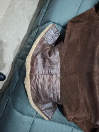 Giubbino in pelle scamosciata e pelle marrone c