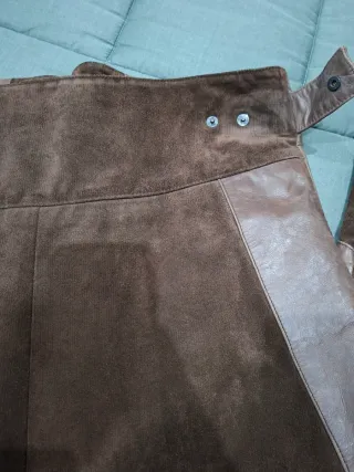 Giubbino in pelle scamosciata e pelle marrone c