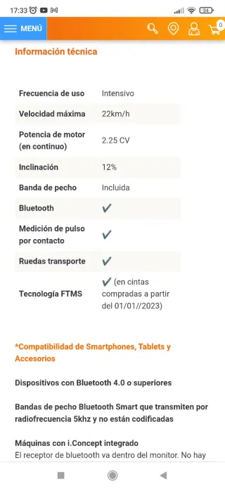 Cinta de correr BH vanquish