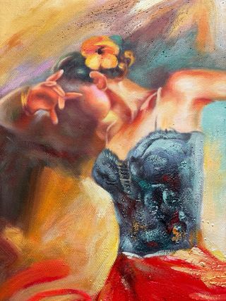 Cuadro al Óleo Bailarina Flamenco 60x50