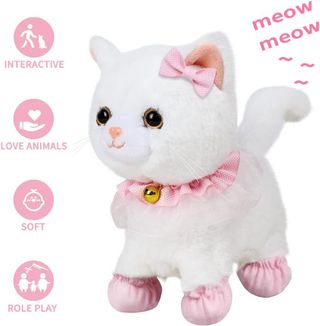 - Gato de juguete de peluche con correa telediri