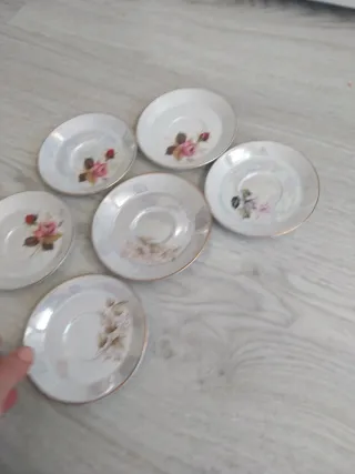 6 Piatti antichi con fiori