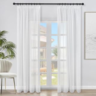 Topfinel Cortinas Rustica Blancas translucidas 2 P