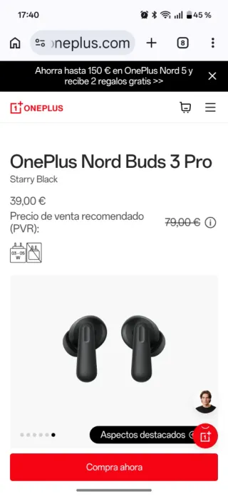 OnePlus Nord Buds 3 Pro Negro