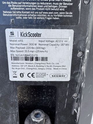 Patinete Eléctrico Seat Kickscooter 300W