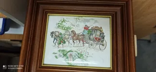 4 Cuadros esmaltados con escenas de las estaciones