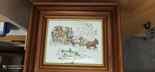 4 Cuadros esmaltados con escenas de las estaciones