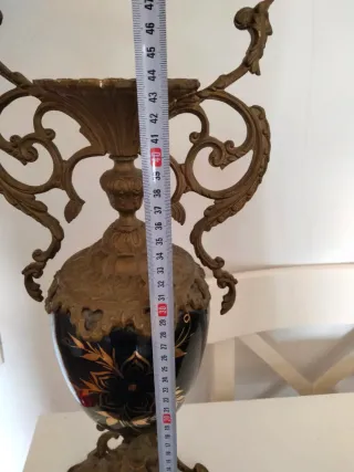 Jarrón Bronce y Porcelana Decorado