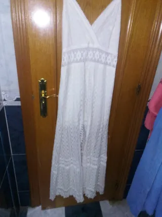 Vestido largo encaje blanco