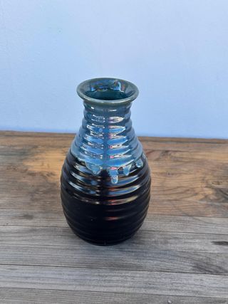 Jarrón Cerámica Negro y Azul