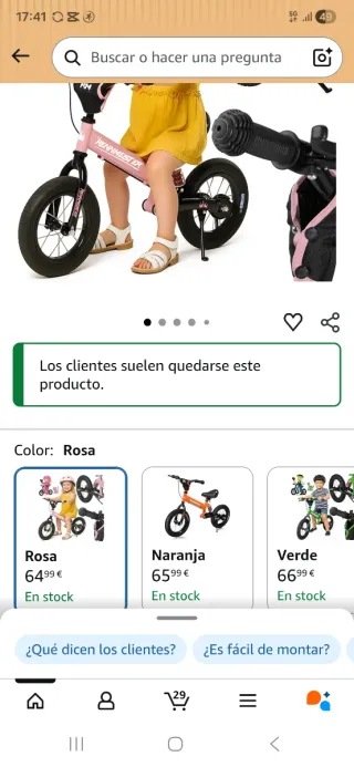 Bici sin pedales rosa RENNMEISTER