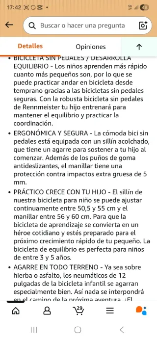 Bici sin pedales rosa RENNMEISTER