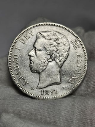 Moneda de plata 5 Pesetas 1871 *71 SDM de España