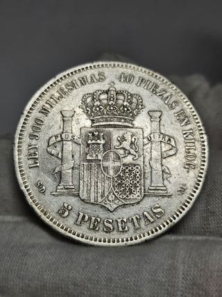 Moneda de plata 5 Pesetas 1871 *71 SDM de España