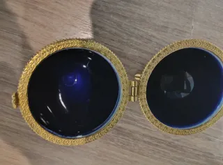 Huevo joyero tipo Faberge azul y dorado