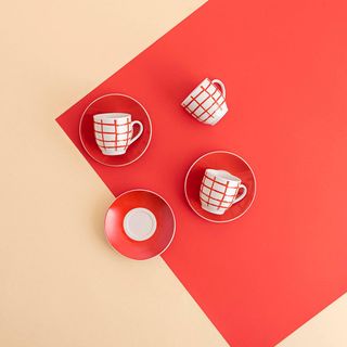 Quid Kansas Set 6 Tazas Con Plato Porcelana Apto M