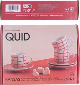 Quid Kansas Set 6 Tazas Con Plato Porcelana Apto M