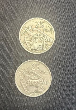 2xMonedas 25 PTAS República Española