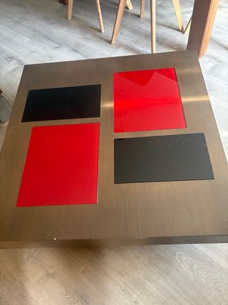 Mesa de centro cristal y madera