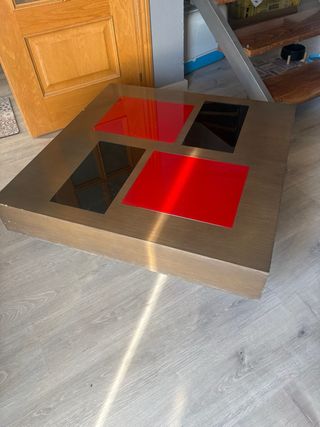Mesa de centro cristal y madera
