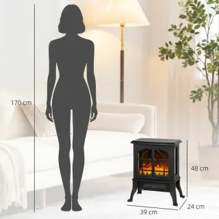 Chimenea Eléctrica 900/1800W Negra