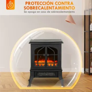 Chimenea Eléctrica 900/1800W Negra