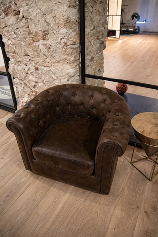 Sillón Club Chesterfield Cuero Envejecido