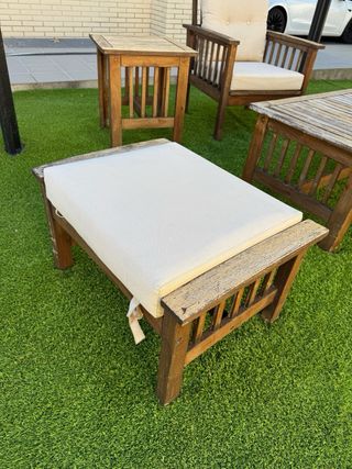 Conjunto Muebles Jardín Madera y Tela