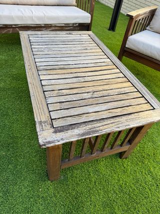 Conjunto Muebles Jardín Madera y Tela