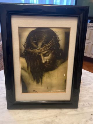 Lámina Jesús con marco negro brillante