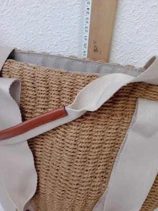 Capazo rafia simil cuero playa