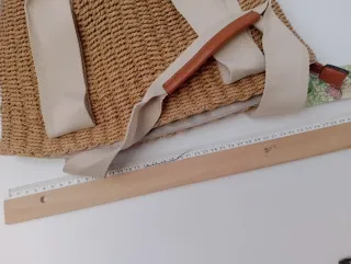 Capazo rafia simil cuero playa