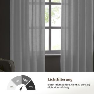 Melodieux Cortinas con Fruncido, Aspecto Natural d