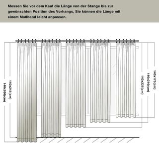 Melodieux Cortinas con Fruncido, Aspecto Natural d