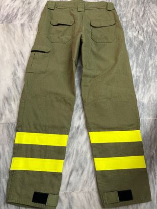 Pantalón trabajo bomberos verde con cintas