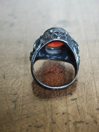 Anello Argento 925 Cesellato Pietra corniola