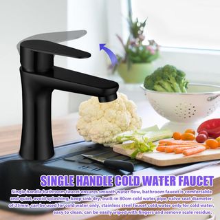 Grifo Lavabo, Mezclador Monomando Inoxidable Negro