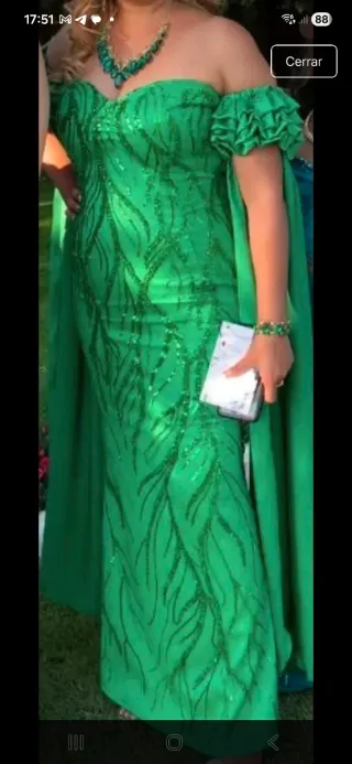 Vestido de fiesta verde gitana