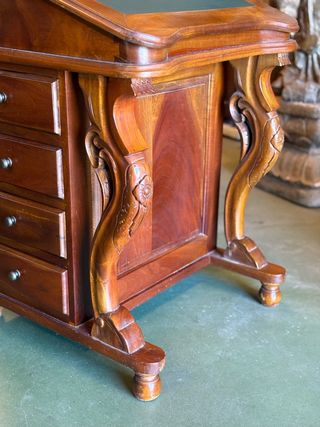 Escritorio Davenport Colonial Madera y Cuero