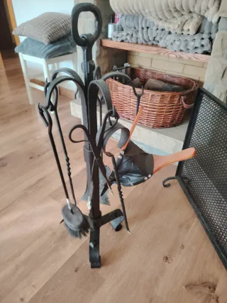 Set Utensilios Chimenea ,base hierro forjado