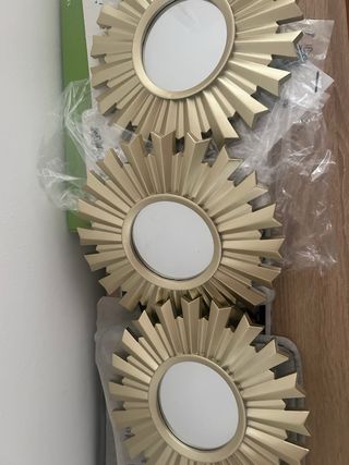 3 Espejos Decorativos Sol Dorado