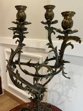 Pareja Candelabros Bronce Siglo XIX-XX
