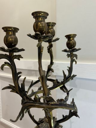 Pareja Candelabros Bronce Siglo XIX-XX
